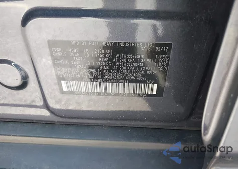 2017 Subaru Outback 2.5I Limited из США, поврежденный, VIN 4S4BSAKC4H3360829